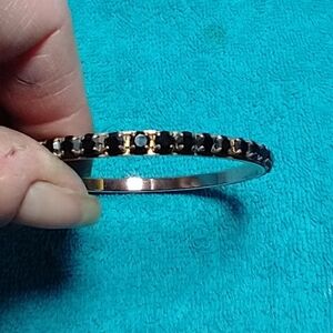 Elegant Black crystals and Copper Women's bangle Bracelet vintage